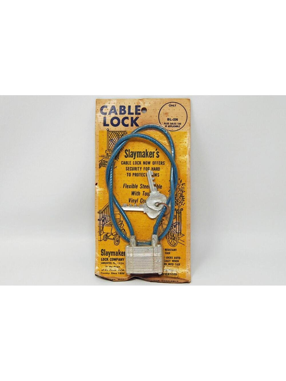 Slaymaker’s Cable Lock New Old Stock + Keys Flexible Steel Cable BL-226 Vintage